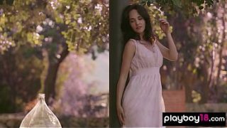 Lovely brunette German newcomer teen Bianka Helen reveals her sweet pussy