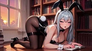 4on1 Gangbang Sayoru Kaga (Bunny Girl Senpai) Hard Anal Double Penetration in the Library – Hentai AI Generation Anal