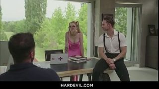 Blonde Secretary’s Wild Office Foursome with Double Penetration Fun