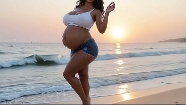 My pregnant BBW wife got gangbanged on a beach – AI Interactive Video